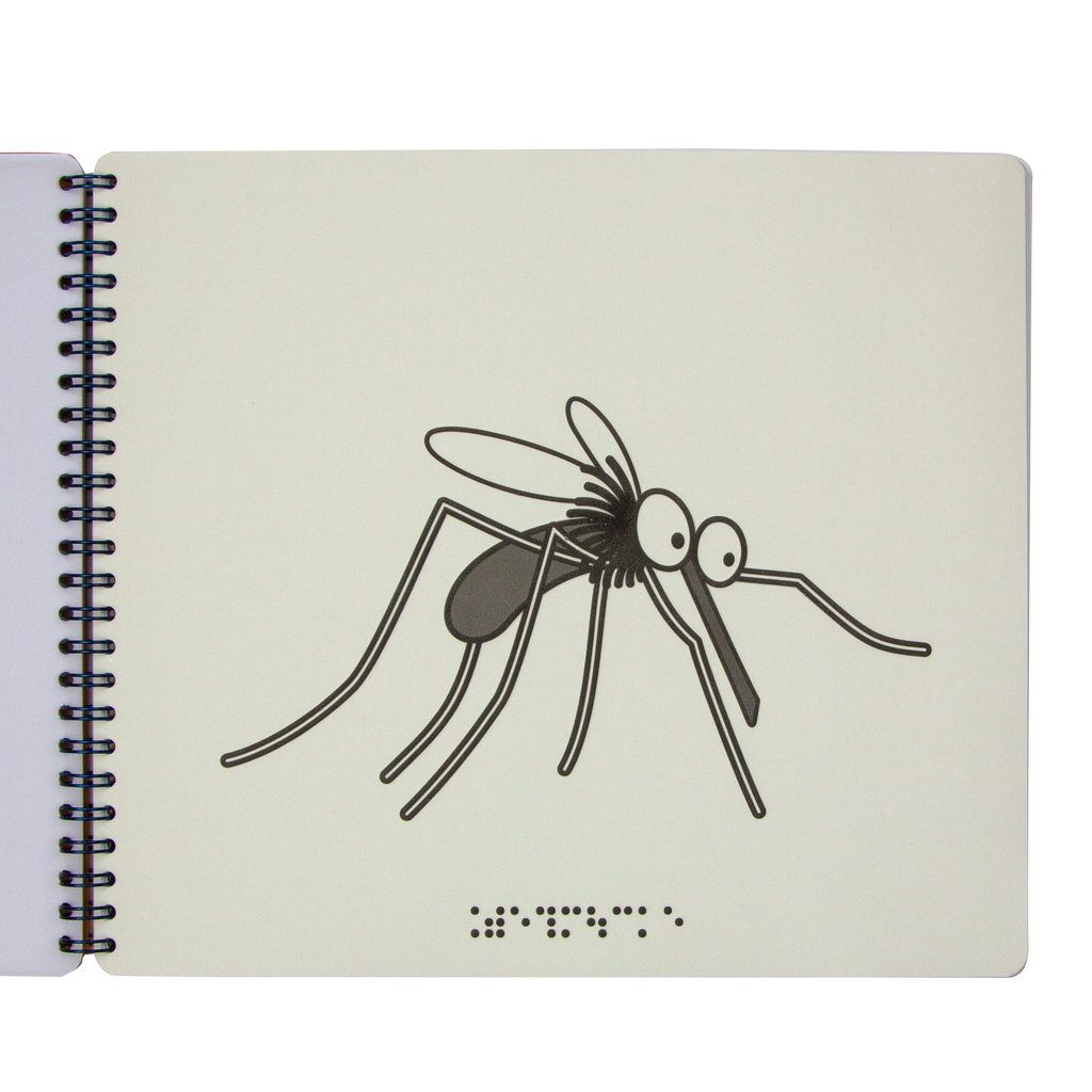 aufgeschlagene Buchseite, Motiv illustrierte Mücke